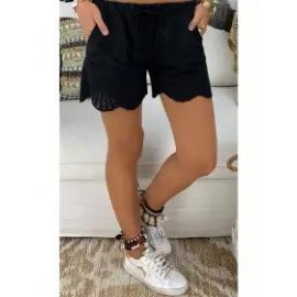 Casual Elastic Waist Drawstring Hollow Pattern Short Pant