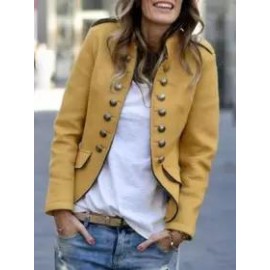 Fashion Pure Colour Long Sleeve Coat