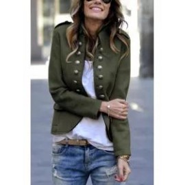 Fashion Pure Colour Long Sleeve Coat