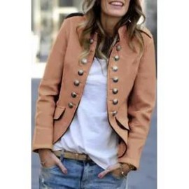 Fashion Pure Colour Long Sleeve Coat