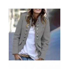 Fashion Pure Colour Long Sleeve Coat