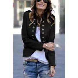 Fashion Pure Colour Long Sleeve Coat