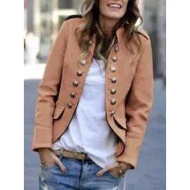 Fashion Pure Colour Long Sleeve Coat