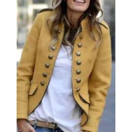 Fashion Pure Colour Long Sleeve Coat
