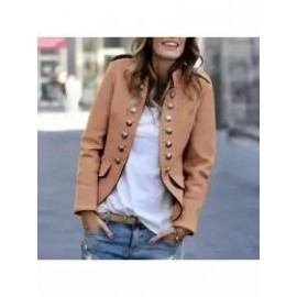 Fashion Pure Colour Long Sleeve Coat