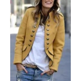 Fashion Pure Colour Long Sleeve Coat