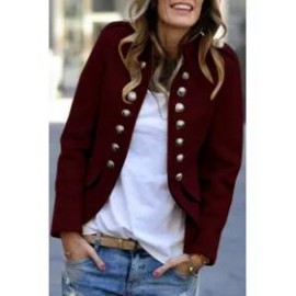 Fashion Pure Colour Long Sleeve Coat