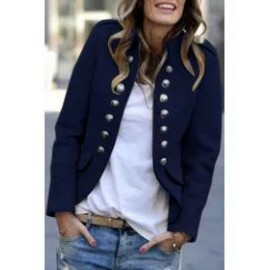 Fashion Pure Colour Long Sleeve Coat
