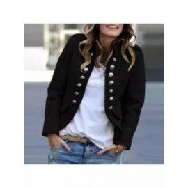 Fashion Pure Colour Long Sleeve Coat