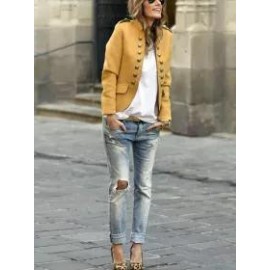 Fashion Pure Colour Long Sleeve Coat