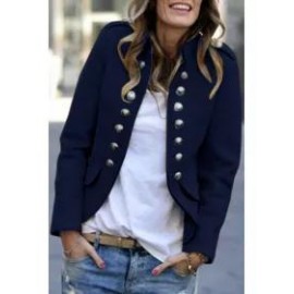 Fashion Pure Colour Long Sleeve Coat