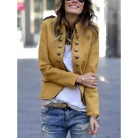 Fashion Pure Colour Long Sleeve Coat