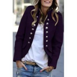 Fashion Pure Colour Long Sleeve Coat