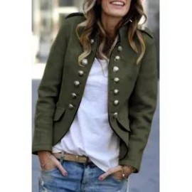 Fashion Pure Colour Long Sleeve Coat