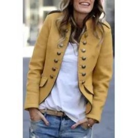 Fashion Pure Colour Long Sleeve Coat