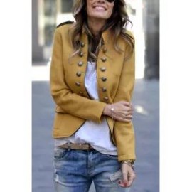 Fashion Pure Colour Long Sleeve Coat