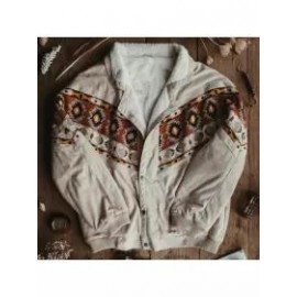 Mens Vintage Printed Fleece Oversized Bomber Jacket