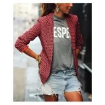 Fashion Casual Women's Red Plaid Long-Sleeved Lapel Blazer Outwears