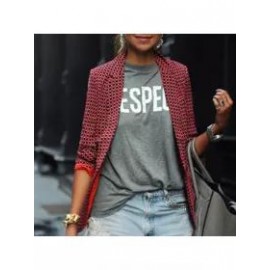 Fashion Casual Women's Red Plaid Long-Sleeved Lapel Blazer Outwears