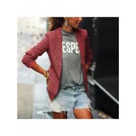 Fashion Casual Women's Red Plaid Long-Sleeved Lapel Blazer Outwears
