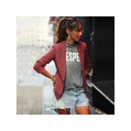Fashion Casual Women's Red Plaid Long-Sleeved Lapel Blazer Outwears