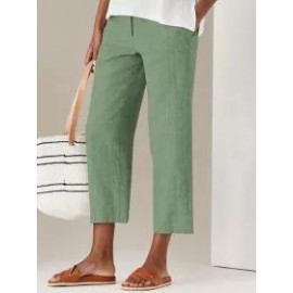 Casual Solid Color High Waist Cotton Linen Pants