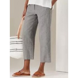 Casual Solid Color High Waist Cotton Linen Pants