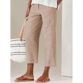 Casual Solid Color High Waist Cotton Linen Pants