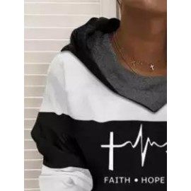 Casual Letter Print Loose Long Sleeve Hoodie