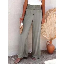 Casual Wide Leg Cotton And Linen Loose Trousers