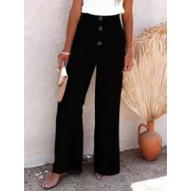 Casual Wide Leg Cotton And Linen Loose Trousers