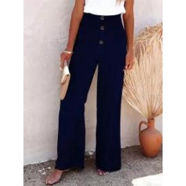 Casual Wide Leg Cotton And Linen Loose Trousers