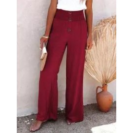 Casual Wide Leg Cotton And Linen Loose Trousers