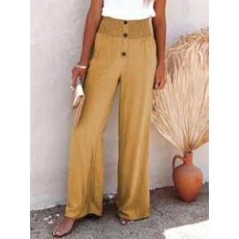 Casual Wide Leg Cotton And Linen Loose Trousers