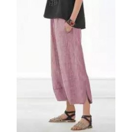 Plus Size Solid Color Casual Wide-leg Pants