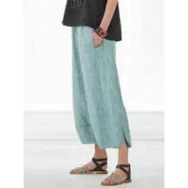 Plus Size Solid Color Casual Wide-leg Pants