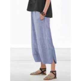 Plus Size Solid Color Casual Wide-leg Pants
