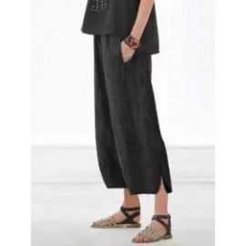 Plus Size Solid Color Casual Wide-leg Pants