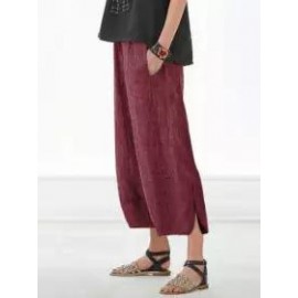 Plus Size Solid Color Casual Wide-leg Pants
