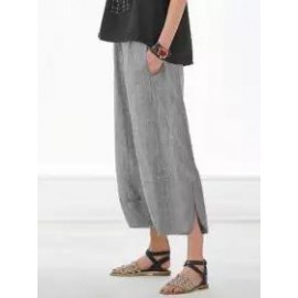 Plus Size Solid Color Casual Wide-leg Pants