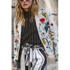 Vintage Slim Floral Printed Short Suit Coat