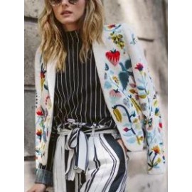 Vintage Slim Floral Printed Short Suit Coat