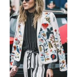 Vintage Slim Floral Printed Short Suit Coat