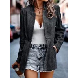 Casual Solid Color Houndstooth Blazer