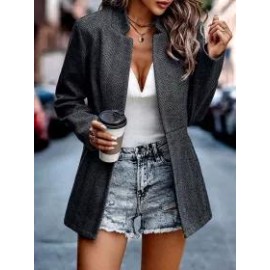 Casual Solid Color Houndstooth Blazer