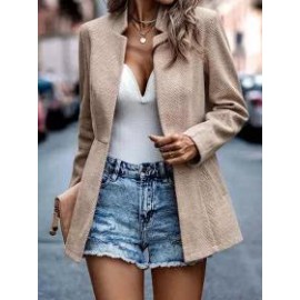 Casual Solid Color Houndstooth Blazer