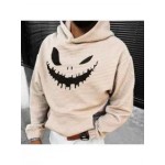 Halloween Smiley Print Casual Oversized Men's Sweatshirt Hoodie