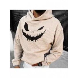 Halloween Smiley Print Casual Oversized Men's Sweatshirt Hoodie