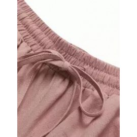 Casual Loose Solid Color Elastic Waist Pants