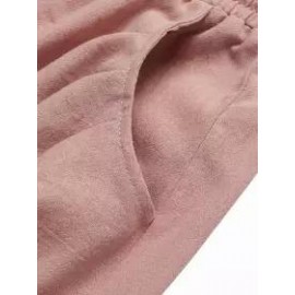Casual Loose Solid Color Elastic Waist Pants